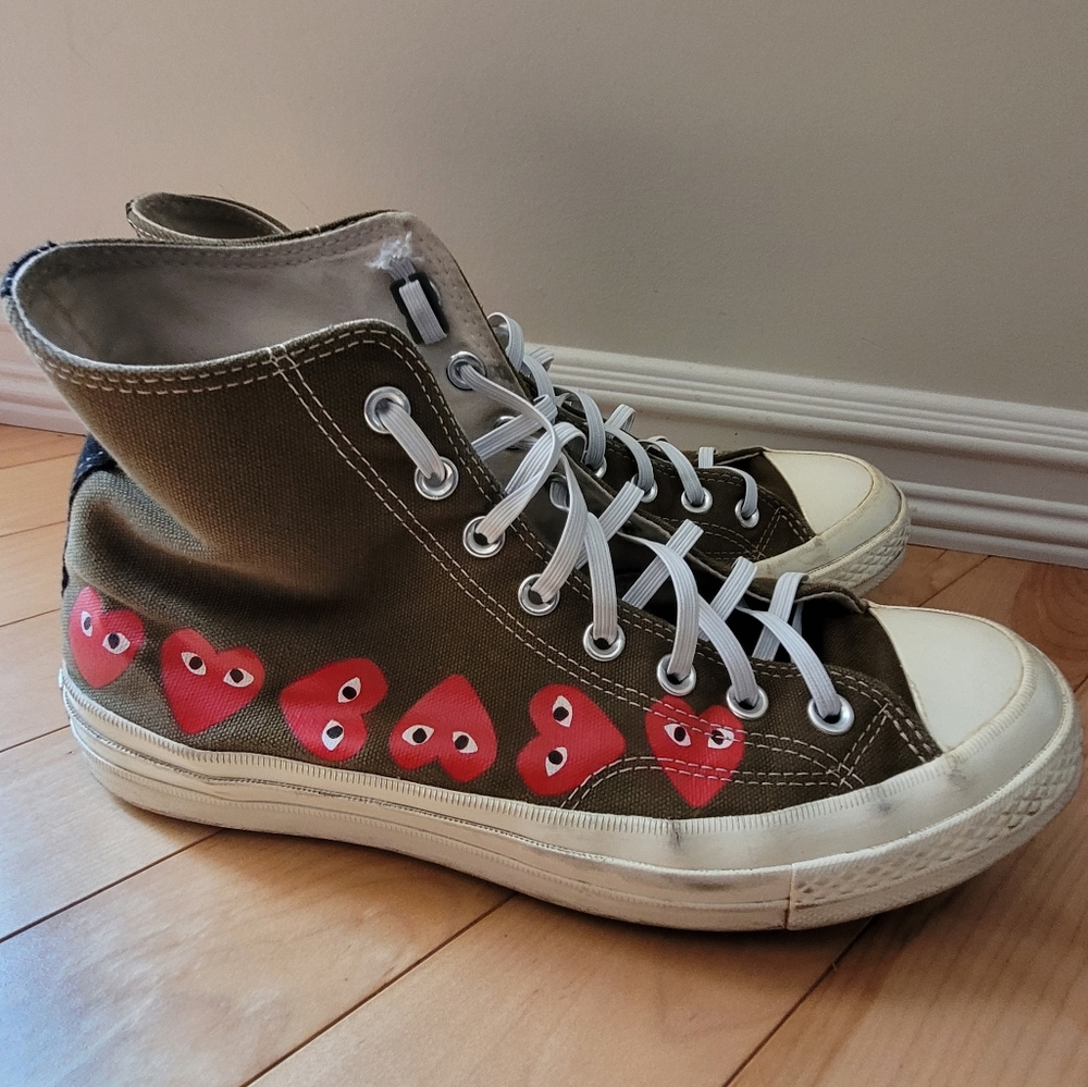 Converse x Comme des Garçons PLAY Chuck 70 High Top Military Green 8.5M/10.5W